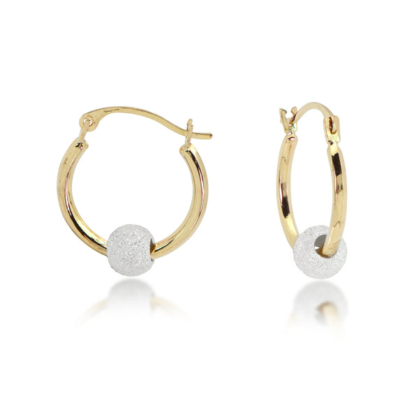 14K Yellow Gold Hoop with Sterling Silver Laser Cut Bead