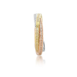 14K Tri-color Gold CZ and Diamond Cut Rolling Triple Ring - Size 5