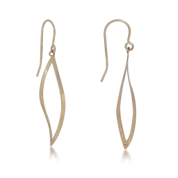 14K Yellow Gold Twisted Open Marquise Dangle Earrings