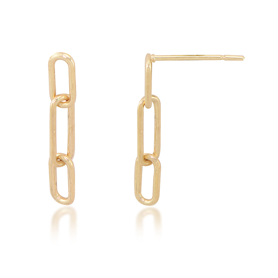 14K Yellow Gold Graduated Paperclip Dangle Earrings Candela Jewelry