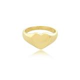 14K Yellow Gold Heart Shaped Signet Ring - Size 4