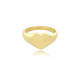 14K Yellow Gold Heart Shaped Signet Ring - Size 6