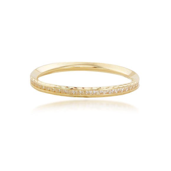 14K Yellow Gold Diamond Cut & Polished CZ Stackable Ring - Size 5