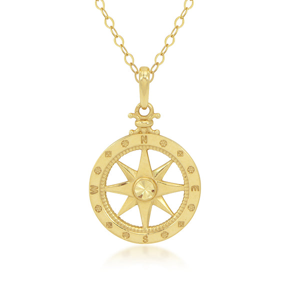 14K Yellow Gold Compass Necklace