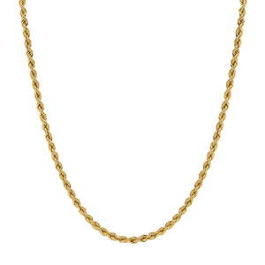 18K Yellow Gold 16" 2.5mm Rope chain (Semi-solid)