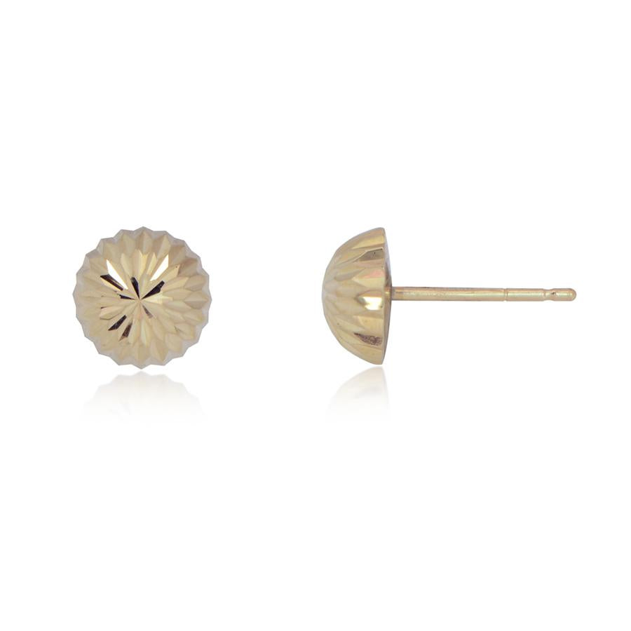 14K Yellow Gold 6mm Diamond Cut Dome Stud Earrings Candela Jewelry