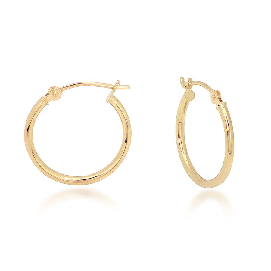 14K Yellow Gold 20x2mm Polished Hoop Earrings Candela Jewelry