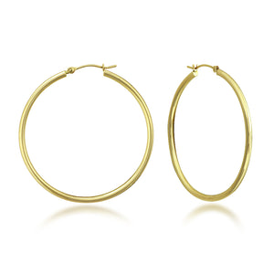 14K Yellow Gold 40x2.5mm Hoop Earrings