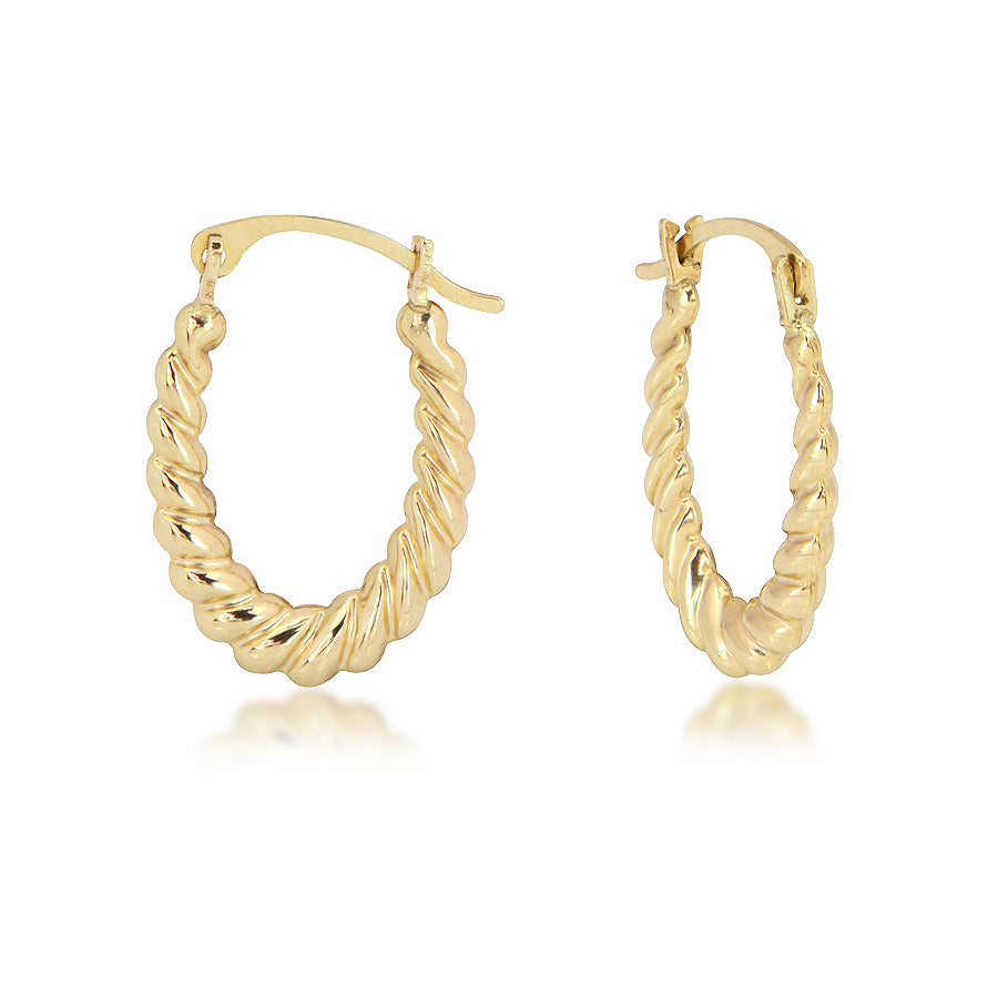14K Yellow Gold Oval Swirl Hoop Earrings – Candela Jewelry