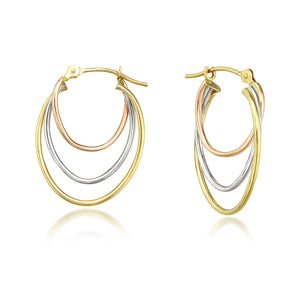 14K Tri-color Gold Polished  Hoop Earrings