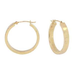 18K Yellow Gold 20mm Square Tube Hoop Earrings