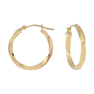 18K Yellow Gold 20mm Twisted Hoop Earrings