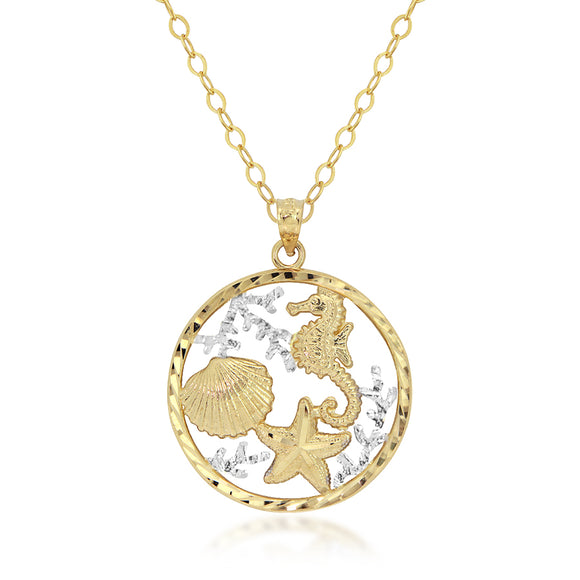 14K Bi-color Gold Sea Life Necklace