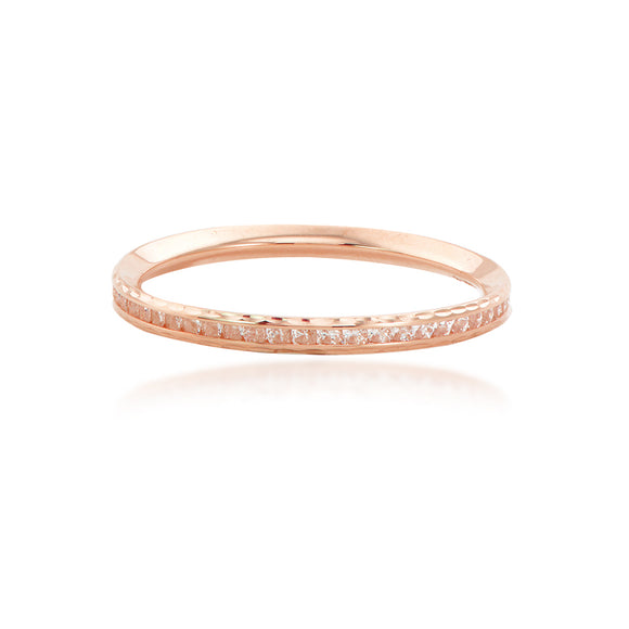 14K Rose Gold Diamond Cut & Polished CZ Stackable Ring - Size 5