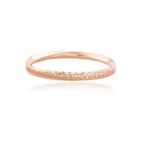 14K Rose Gold Diamond Cut & Polished CZ Stackable Ring - Size 6