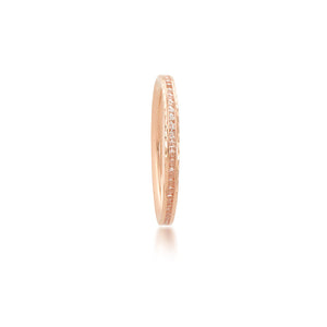 14K Rose Gold Diamond Cut & Polished CZ Stackable Ring - Size 6