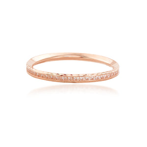 14K Rose Gold Diamond Cut & Polished CZ Stackable Ring - Size 9