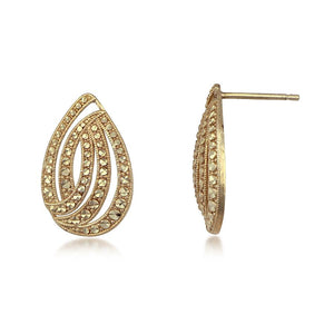 14K Yellow Gold Teardrop Stud Earrings