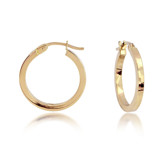Square Hoop Gold Hoop Earrings 15mm 9ct Gold 15mm Square Tube Hoop