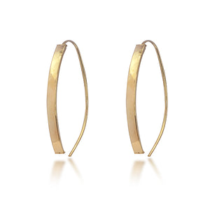 14K Yellow Gold Curved Stick Dangle Earrings
