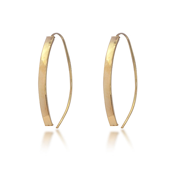 14K Yellow Gold Curved Stick Dangle Earrings