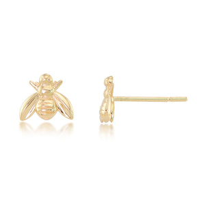 14K Yellow Gold Bee Stud Earrings