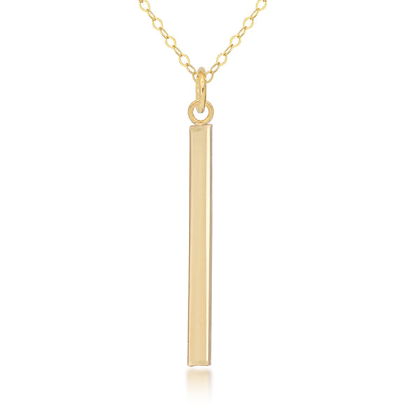 14K Yellow Gold Vertical Bar Necklace