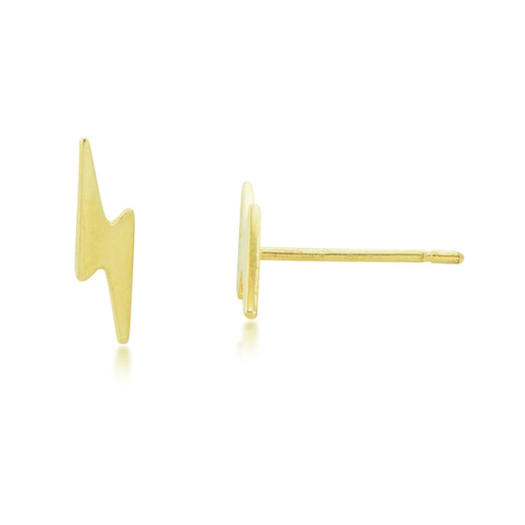 14K Yellow Gold Lightning Bolt Stud Earrings