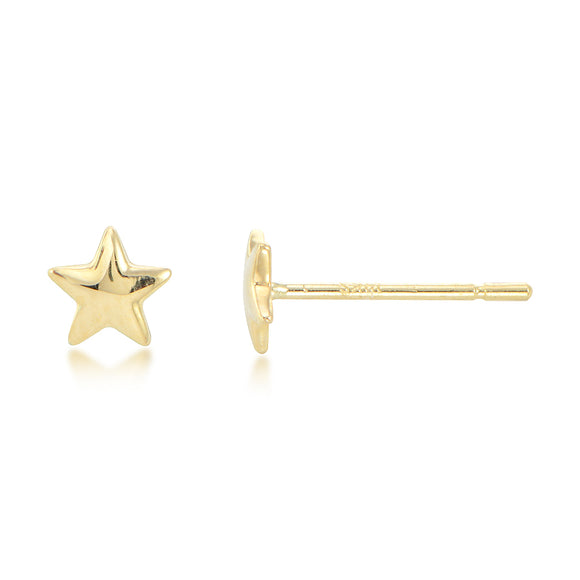 14K Yellow Gold Polished Petite Star Stud Earrings