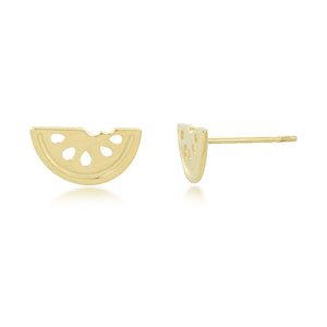 14K Yellow Gold Watermelon Slice Stud Earrings