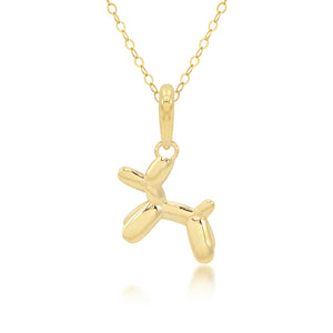 14K Yellow Gold Balloon Puppy Necklace