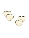 14K Yellow Gold Double Heart Stud Earrings