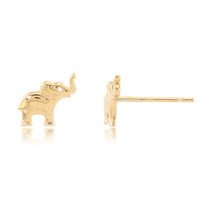 14K Yellow Gold Elephant Stud Earrings