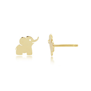 14K Yellow Gold Elephant Stud Earrings