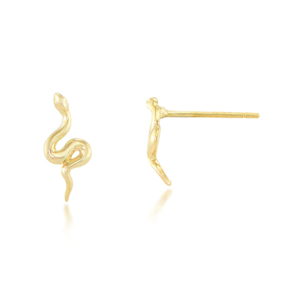 14K Yellow Gold Snake Stud Earrings