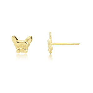 14K Yellow Gold Bulldog Stud Earrings