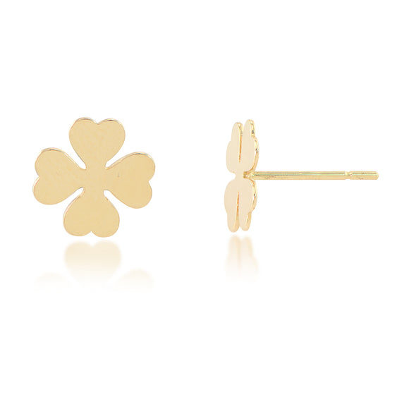 14K Yellow Gold 4 Leaf Clover Stud Earrings