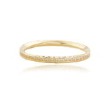 14K Yellow Gold Diamond Cut & Polished CZ Stackable Ring - Size 7