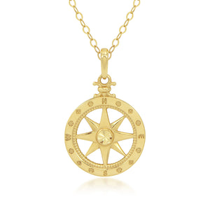 14K Yellow Gold Compass Necklace