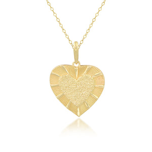 14K Yellow Gold Polished & Laser Cut Heart 16+2" Necklace