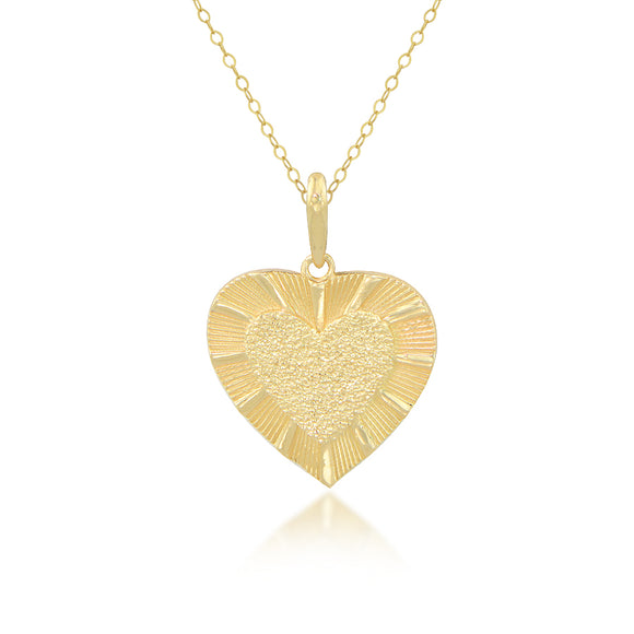 14K Yellow Gold Polished & Laser Cut Heart 16+2