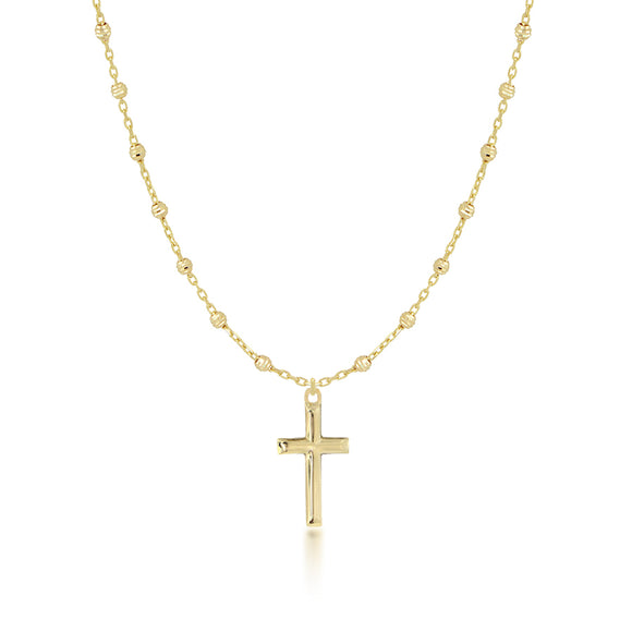 14K Yellow Gold Stations with Cross 18