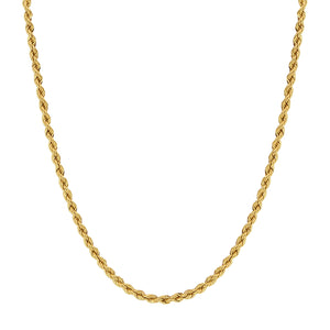 18K Yellow Gold 22" 2.5mm Rope chain (Semi-solid)