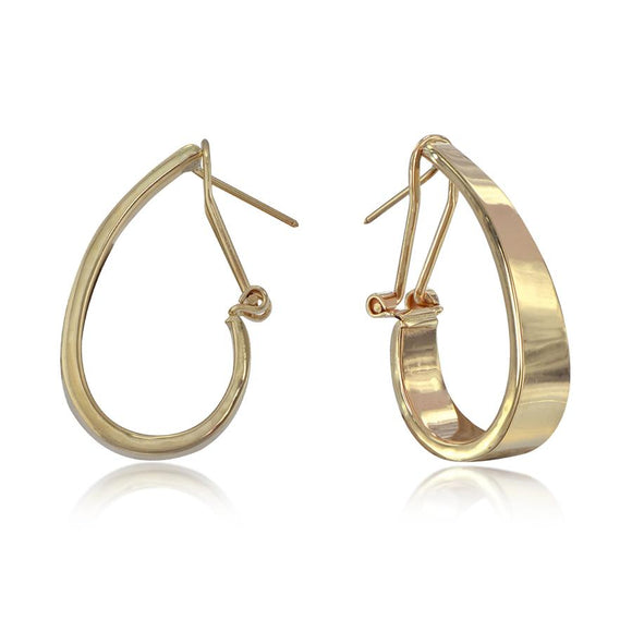 14K Yellow Gold Small J Hoop Earrings with Clip/Post