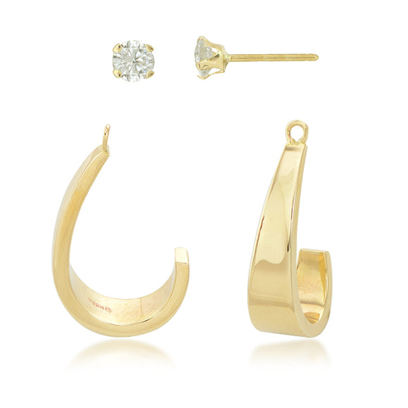 14K Yellow Gold J hoop Jacket with CZ studs.