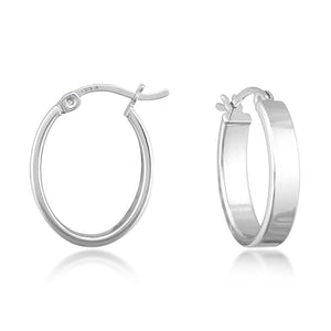 Sterling Silver Polished Small Oval Hoop Earrings