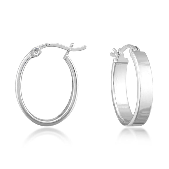 Sterling Silver Polished Small Oval Hoop Earrings